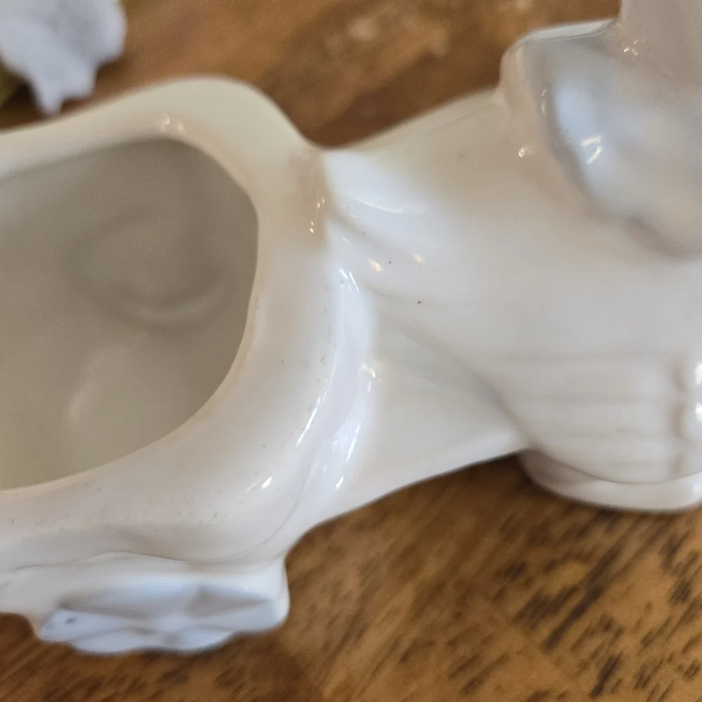 Ceramic Goose Duck with Wagon Vintage Planter Dish Decor